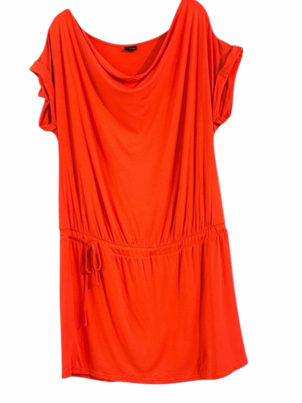 Lascana for Venus Coral Orange Draped Cowl Neck Drop Waist Tie Dress Sixe L